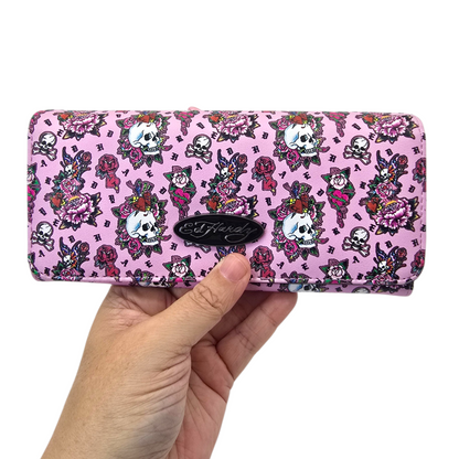 Cartera monedero rosa bifold acordeón Ed Hardy