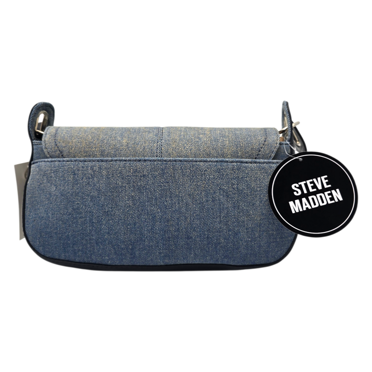 Bolsa de hombro Steve Madden retro mezclilla con charm 28x17cm aprox