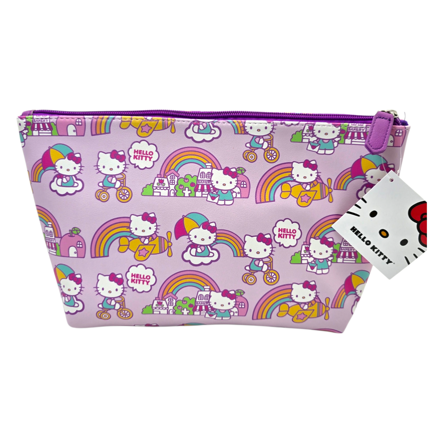 Estuche cosmetiquera bolsa Hello Kitty Lila arcoiris  29x20cm aprox