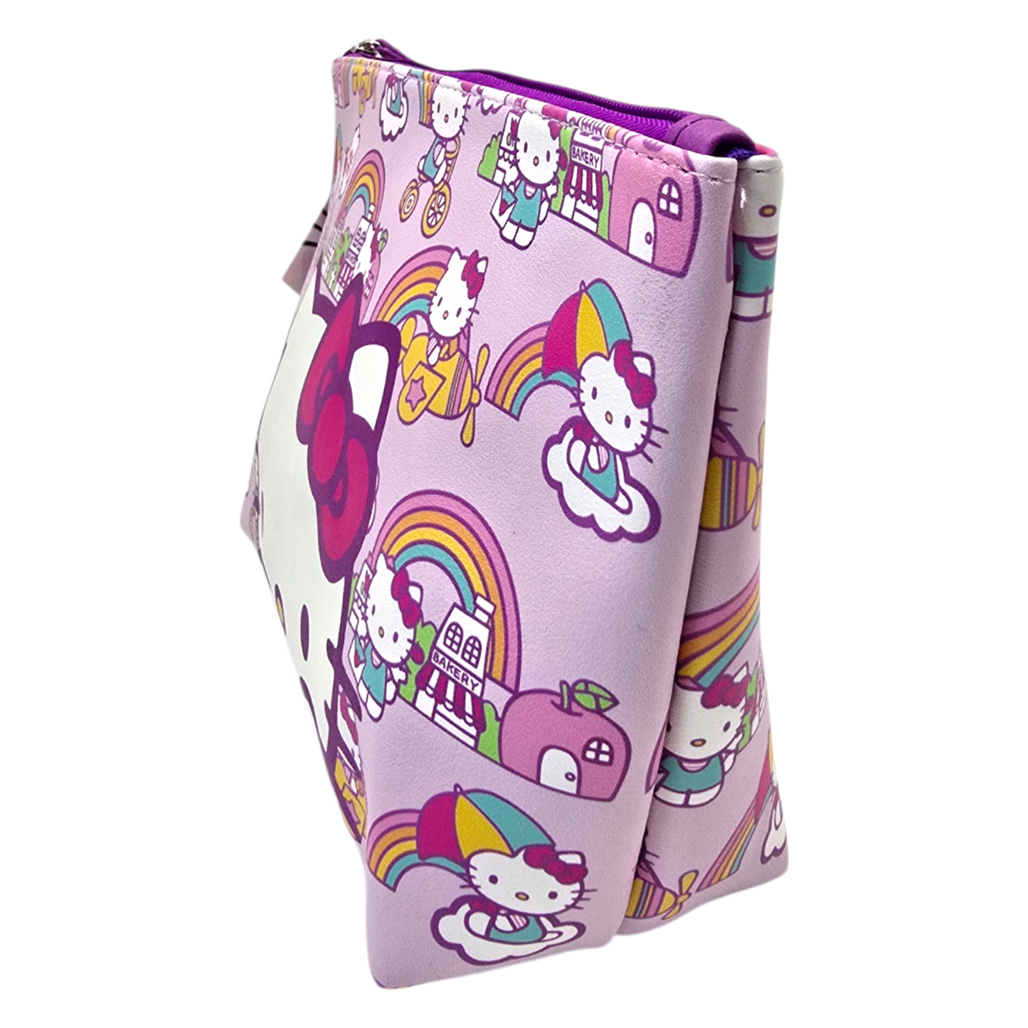 Estuche cosmetiquera bolsa Hello Kitty Lila arcoiris  29x20cm aprox