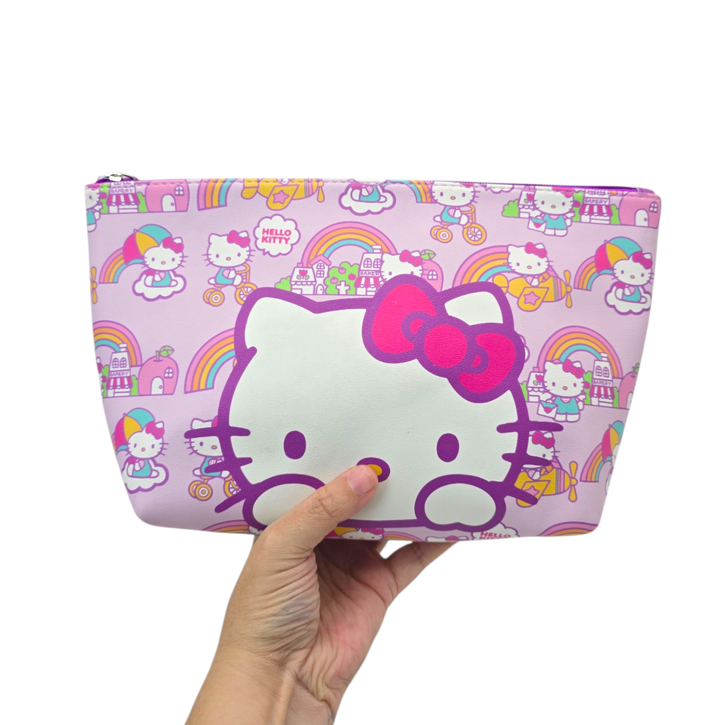 Estuche cosmetiquera bolsa Hello Kitty Lila arcoiris  29x20cm aprox