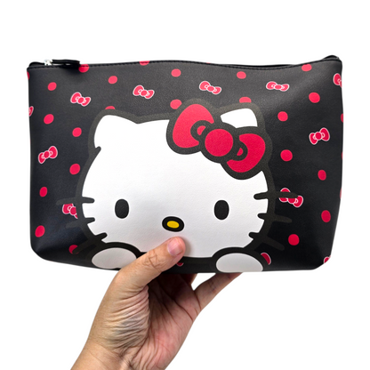 Estuche cosmetiquera bolsa Hello Kitty negra  29x20cm aprox