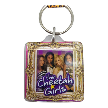Llaveros Cheetah Girls acrílico vintage marco dorado