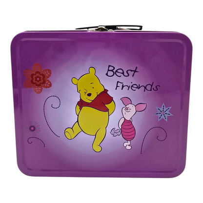 Lonchera caja de metal vintage Winnie Pooh morada 21x17x10cm