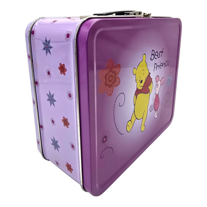 Lonchera caja de metal vintage Winnie Pooh morada 21x17x10cm