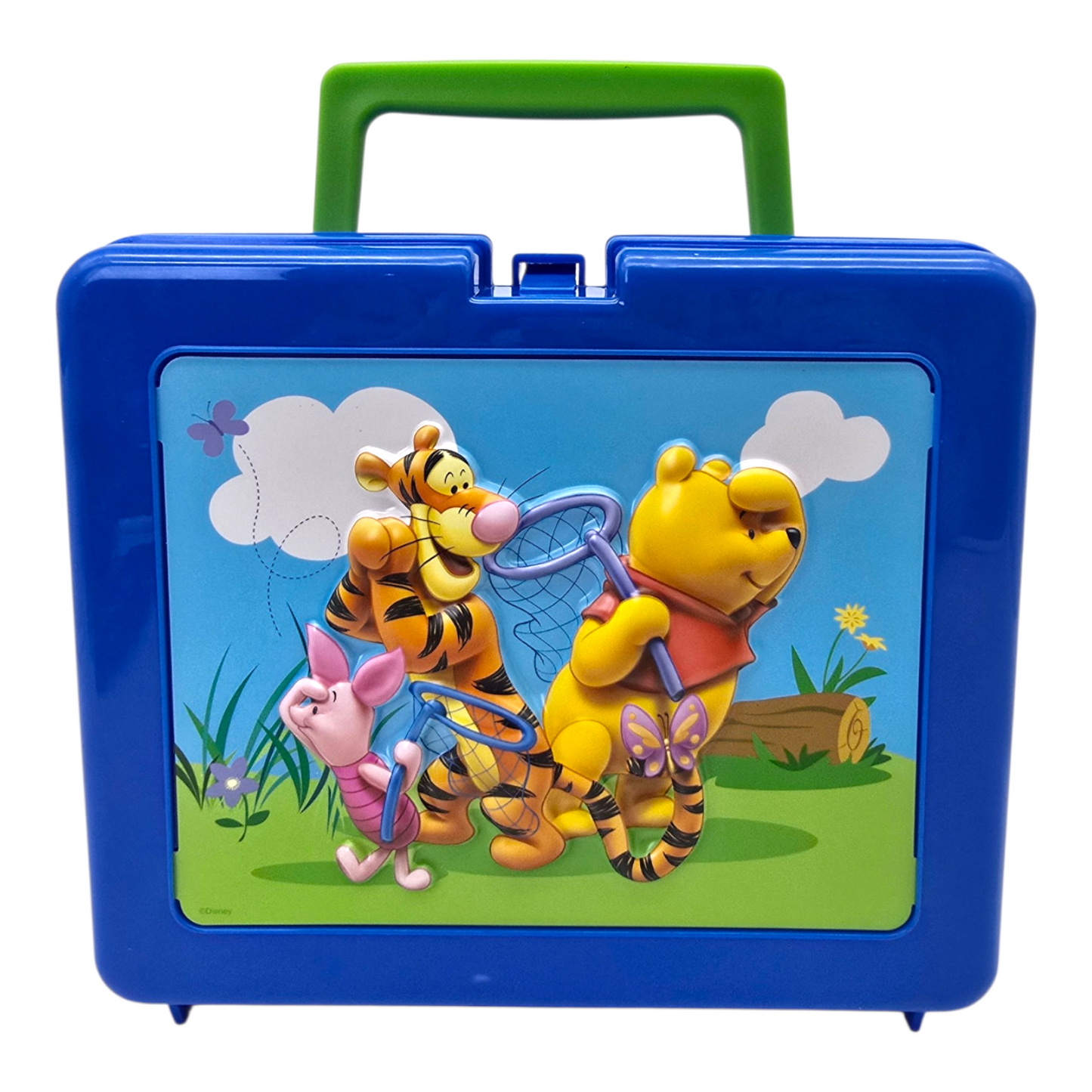 Caja lonchera plástico Winnie Pooh vintage azul 3D 23x19x10cm