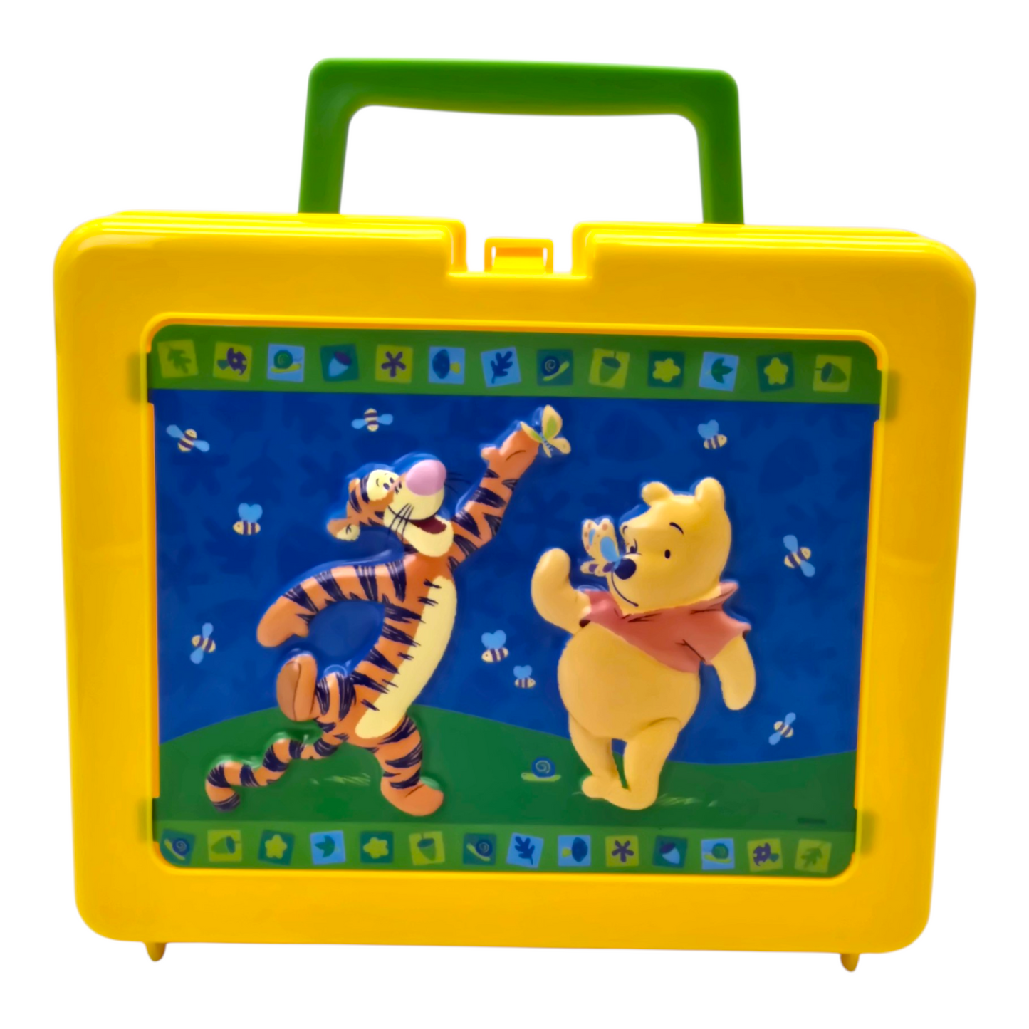 Caja lonchera plástico Winnie Pooh vintage 3D amarillo 3D 23x19x10cm