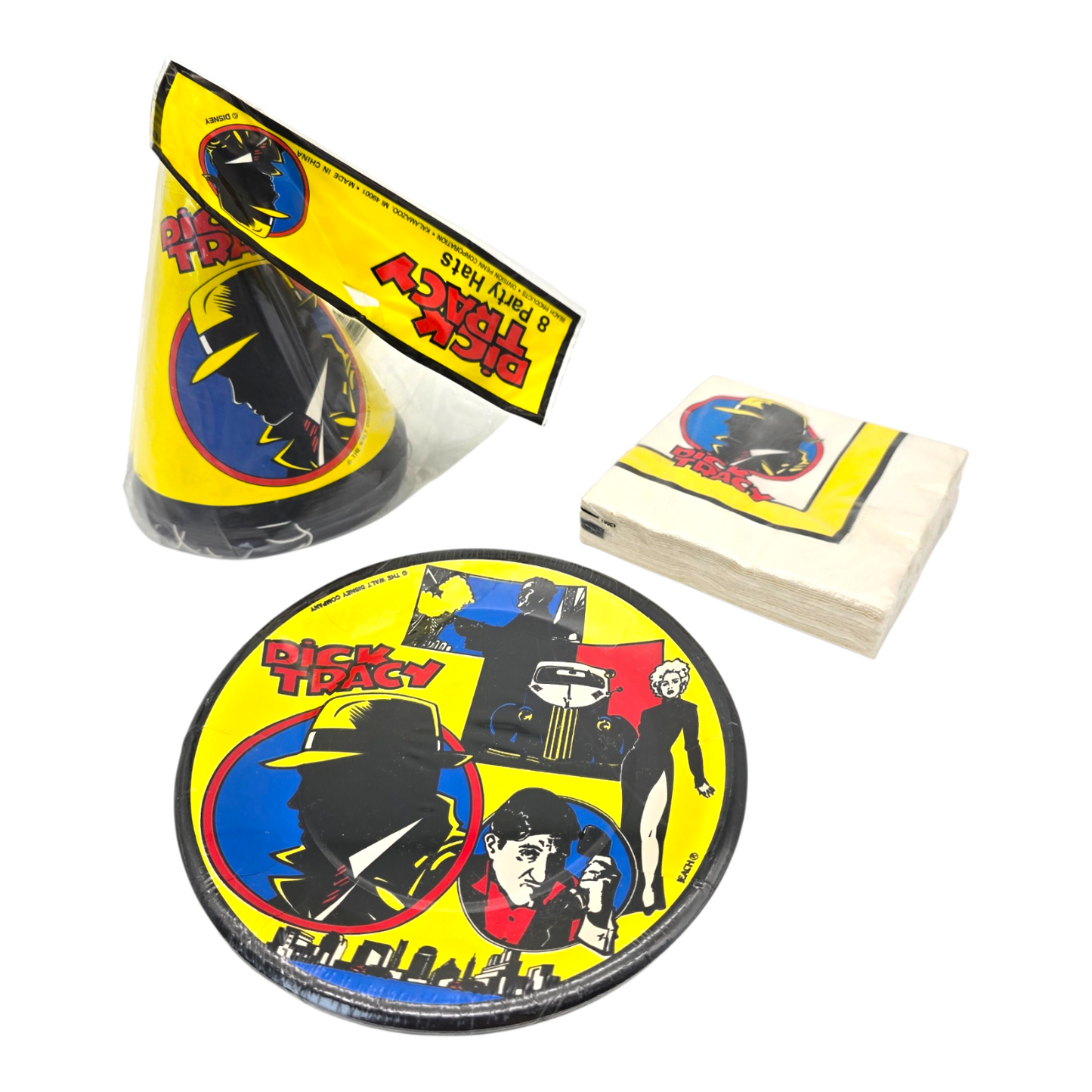 Dick Tracy vintage Set Para Fiesta 8 pax (ultra raro, altamente Coleccionable)
