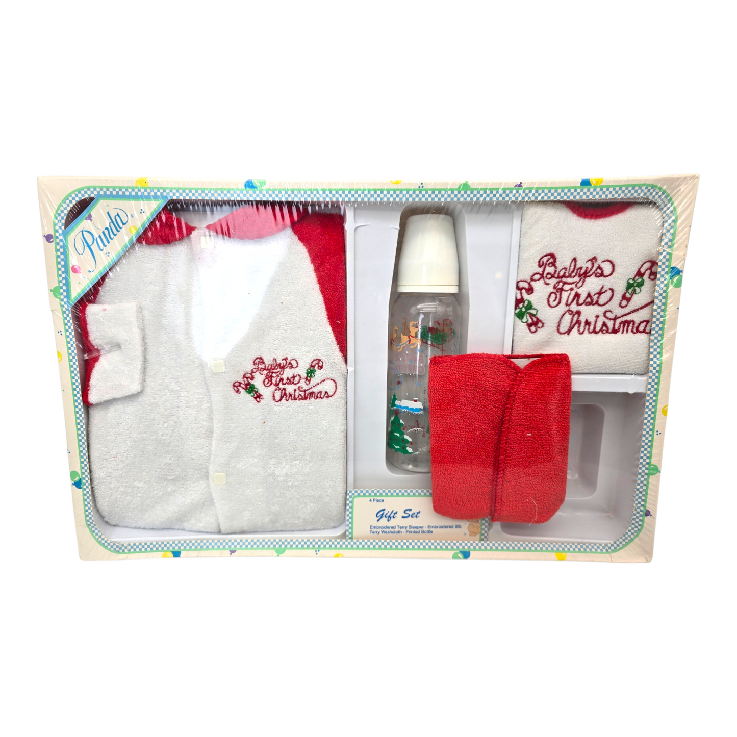 GIFT Set Para bebé vintage Panda Baby's First Christmas 0-6 meses