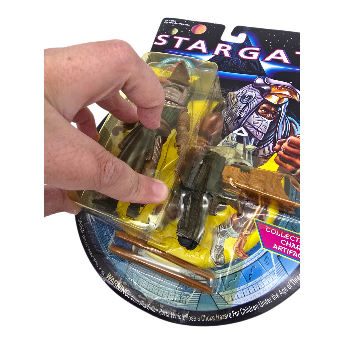 Stargate vintage Horus Hasbro empaque acetato roto