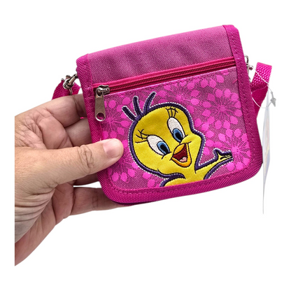Cartera monedero vintage con asa larga para crossbody Piolín rosa