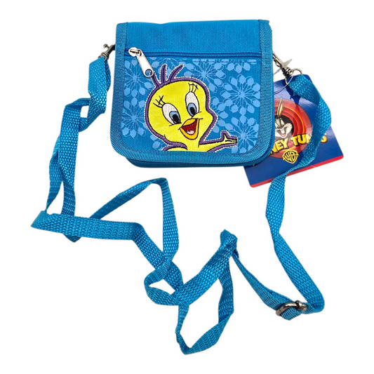 Cartera monedero vintage con asa larga para crossbody Piolín azul