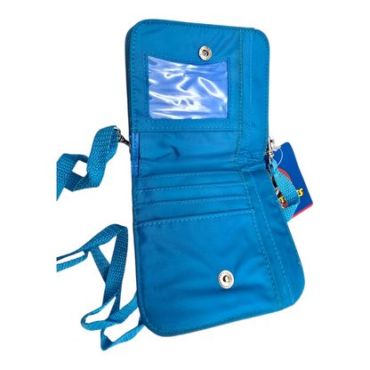 Cartera monedero vintage con asa larga para crossbody Piolín azul