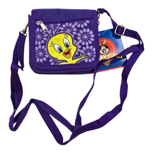 Cartera monedero vintage con asa larga para crossbody Piolín morado