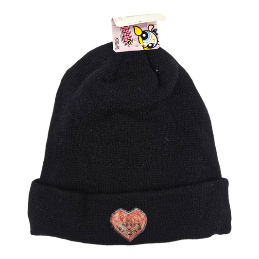 Vintage Beanie tejido Chicas super poderosas Powerpuff Girls negro corazón