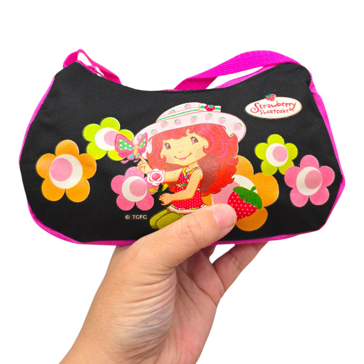 Bolsa pequeña vintage Rosita Fresita 19x10cm aprox negra american greetings 2008