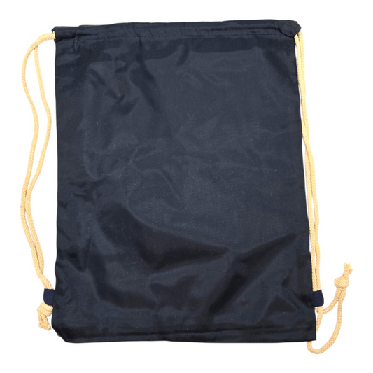 Bolsa de cuerda tipo saco Rebelde RBD loneta (sálvame del olvido, sálvame de la soledad) 44x34cm aprox azul con autógrafos