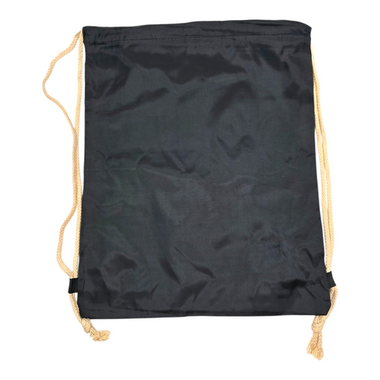 Bolsa de cuerda tipo saco Rebelde RBD loneta (sálvame del olvido, sálvame de la soledad) 44x34cm aprox negras pose