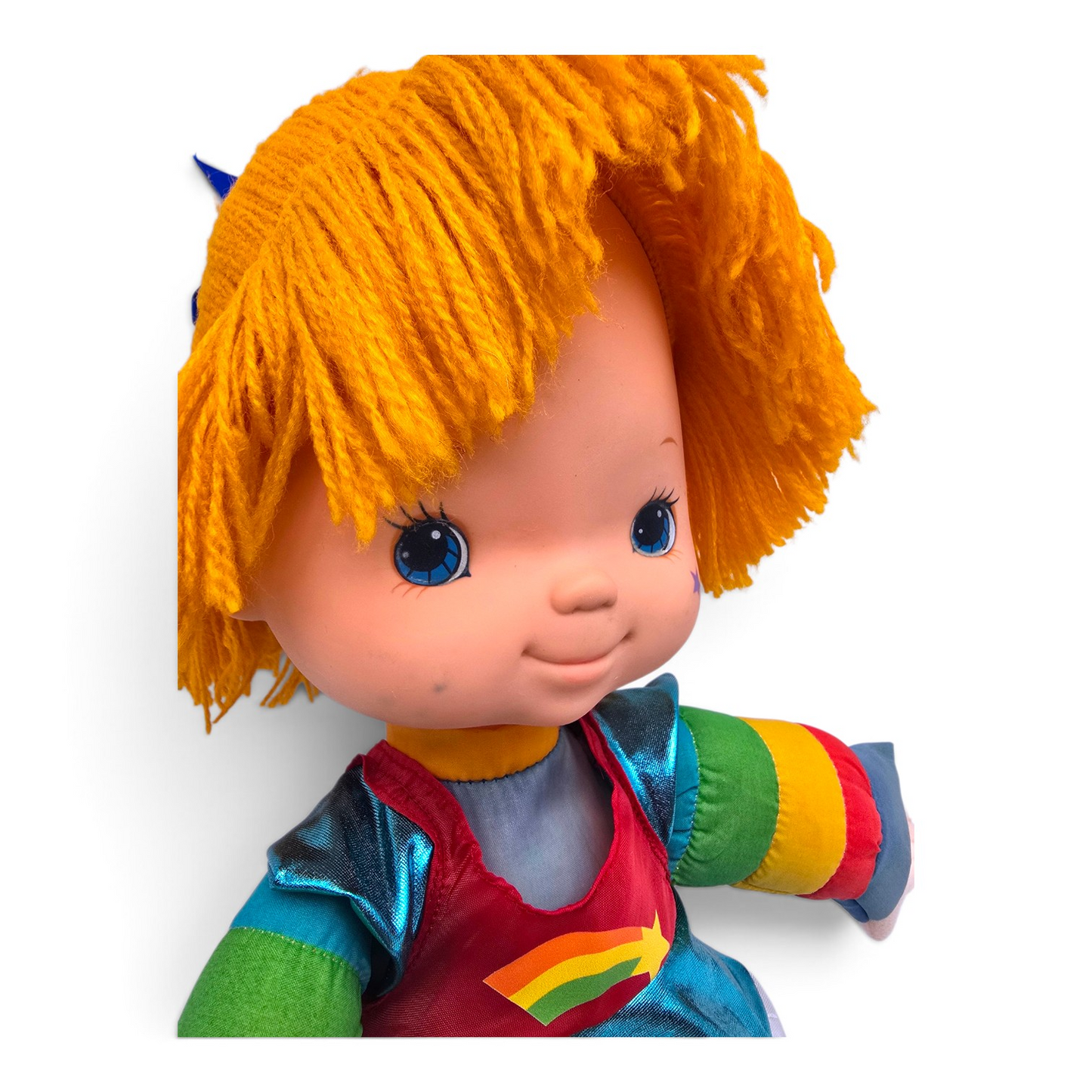🌈✨Pre-loved Rainbow Brite años 80s 45 cms (segunda mano) Vestido recreado réplica manchita En cachete y marca plumón  #24