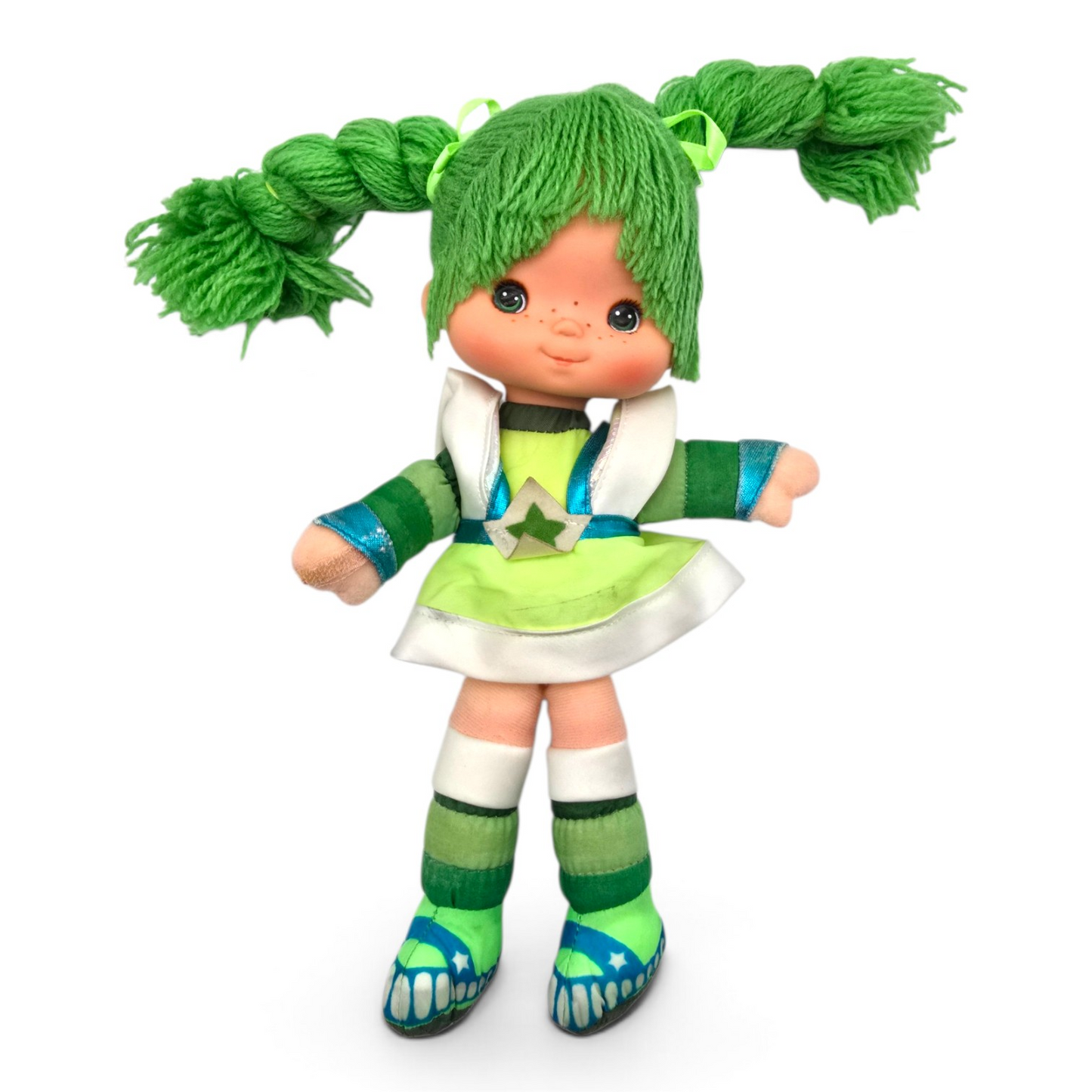 🌈✨Pre-loved Rainbow Brite años 80s Patty o'Green 25 cms (segunda mano) con vestido genérico de cortesía #40