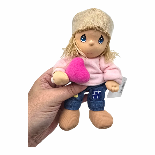 Muñeco de tela vintage Precious Moments 8" 19 cms aprox Valentine Jeans paleta