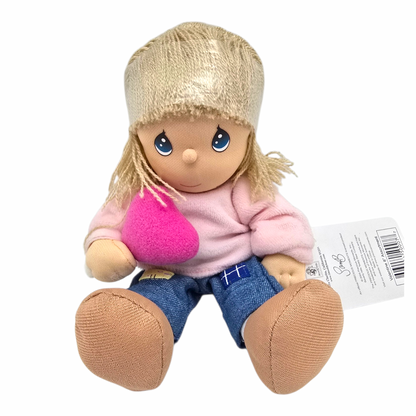 Muñeco de tela vintage Precious Moments 8" 19 cms aprox Valentine Jeans paleta