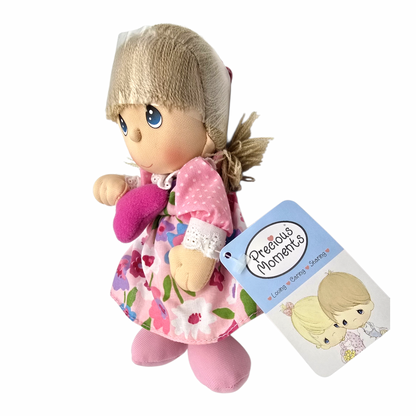Muñeco de tela vintage Precious Moments 8" 19 cms aprox Valentine vestido