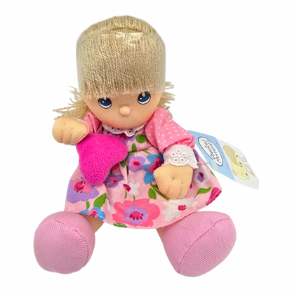 Muñeco de tela vintage Precious Moments 8" 19 cms aprox Valentine vestido
