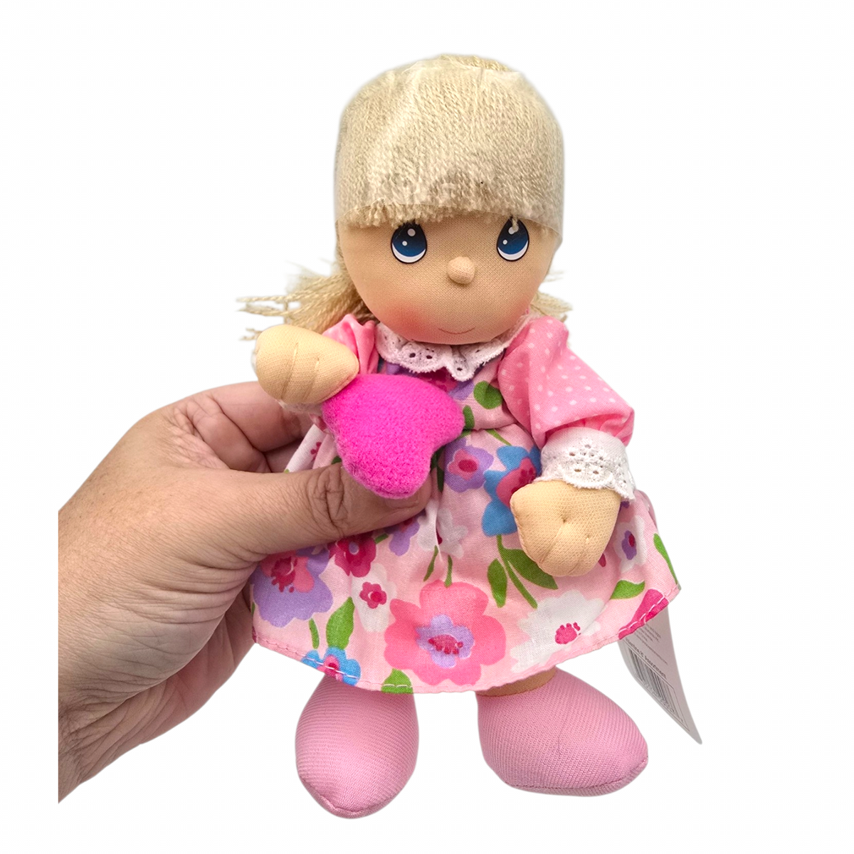 Muñeco de tela vintage Precious Moments 8" 19 cms aprox Valentine vestido