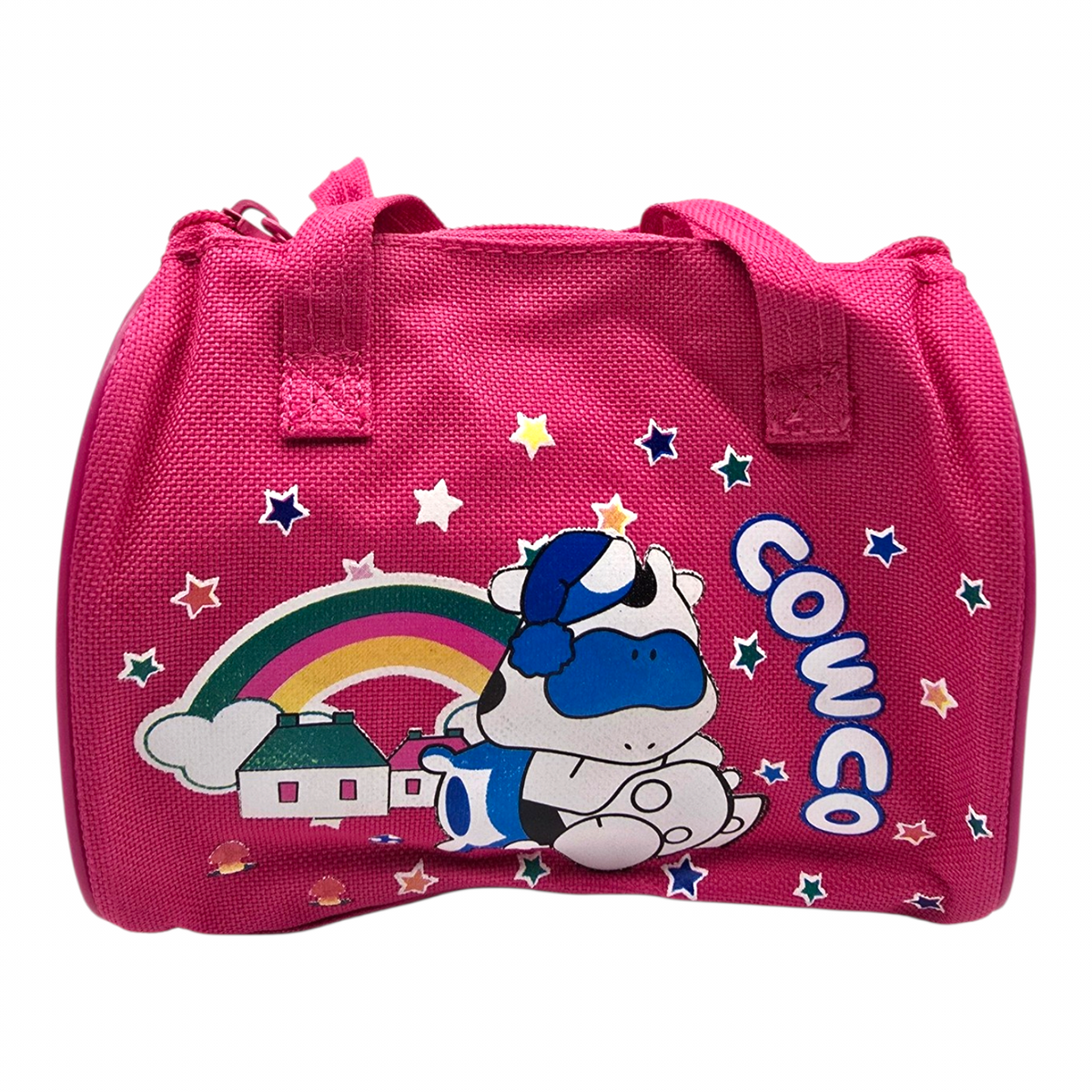 Bolsita vintage Cowco Gusanito azul genérico vaca 16x14cm aprox fucsia