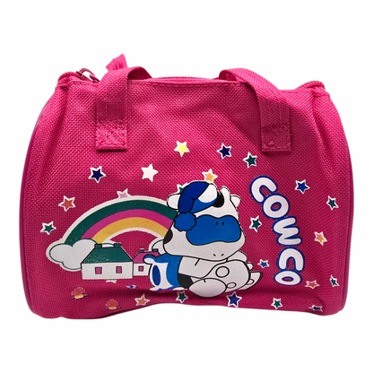 Bolsita vintage Cowco Gusanito azul genérico vaca 16x14cm aprox fucsia