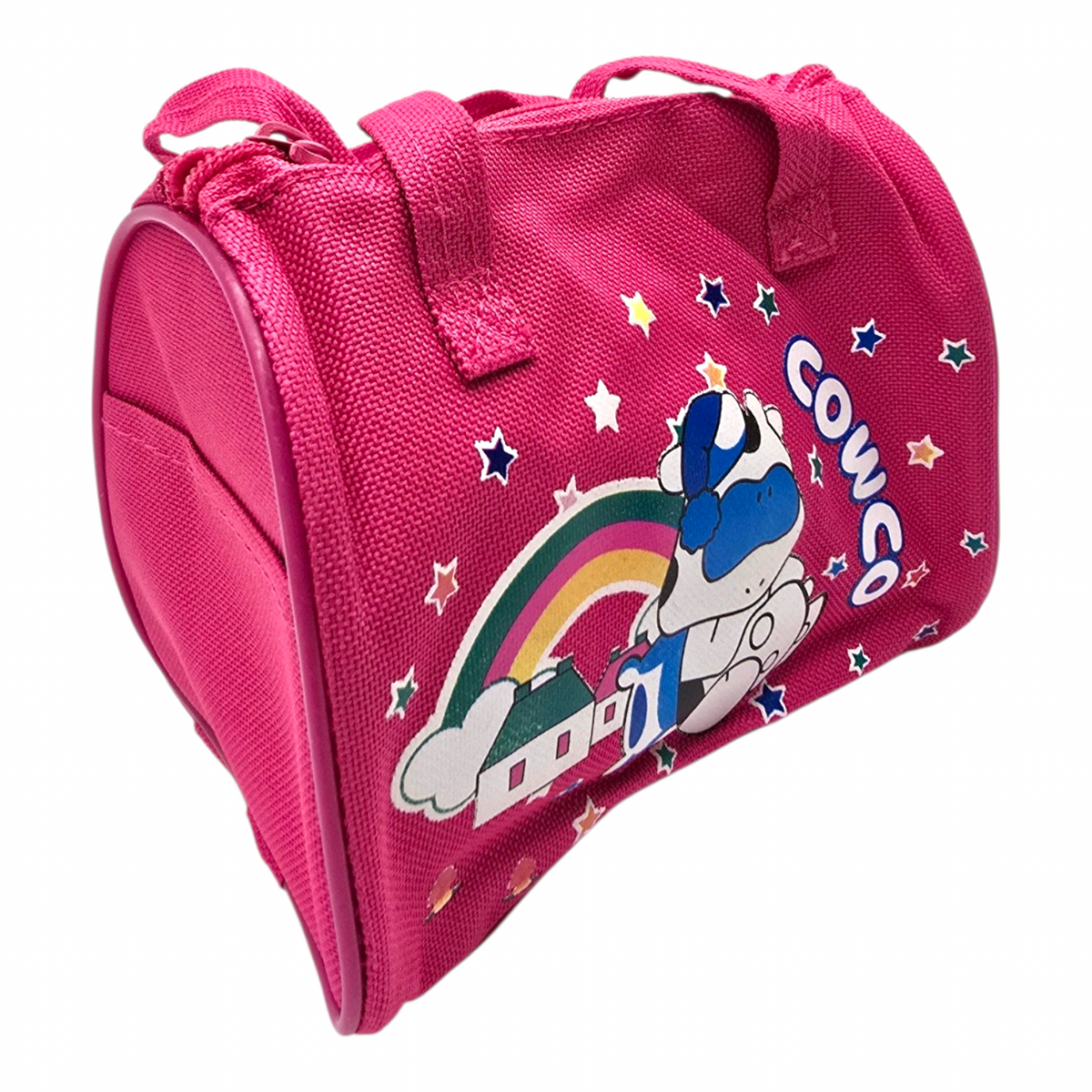 Bolsita vintage Cowco Gusanito azul genérico vaca 16x14cm aprox fucsia
