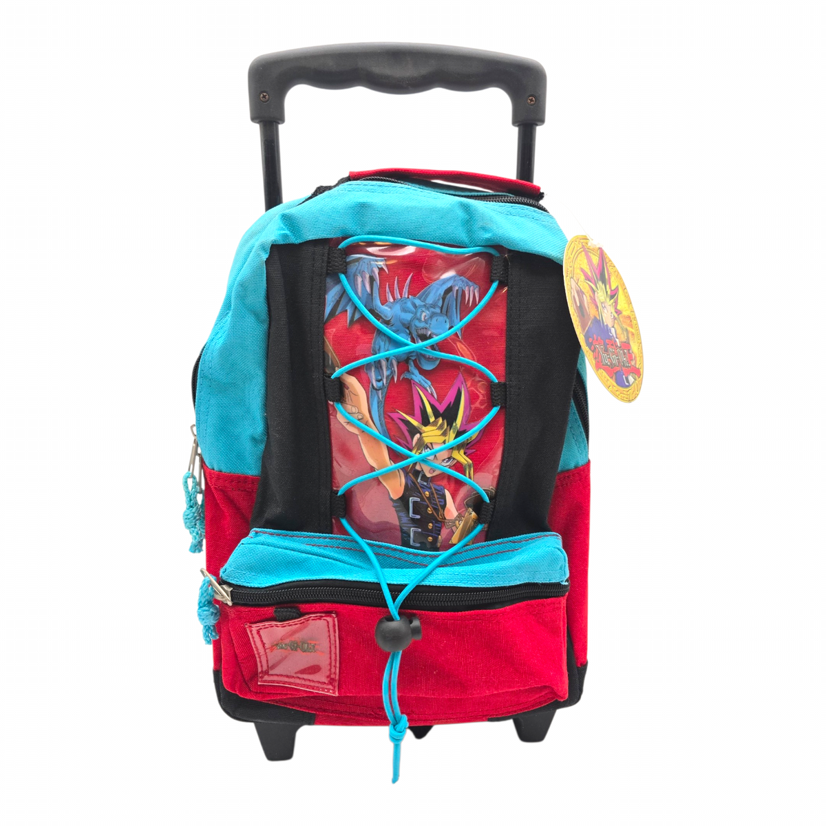 Mini Mochila Backpack vintage Yu-Gi-Oh! de carrito con termo genérico (Se está desintegrado el asa superior) 32x26 cms aprox roja