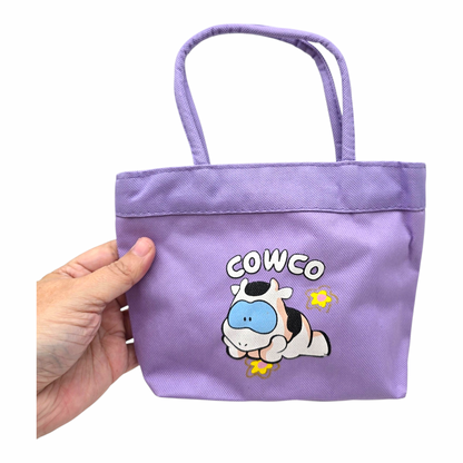Bolsita vintage Cowco Gusanito morada genérico 16x14cm aprox