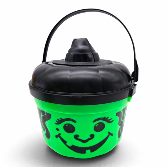 Cubeta McDonald's Happy Meal Vintage 💕 Pre-Loved Segunda Mano Boo Bucket / Pail Bruja Neón con Tapa Negra y Copete #46