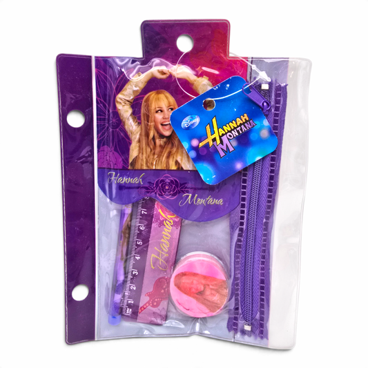 Kit de Papelería Hannah Montana con Estuche de Vinil (incluye Lapicero de Puntillas) Vintage Nuevo