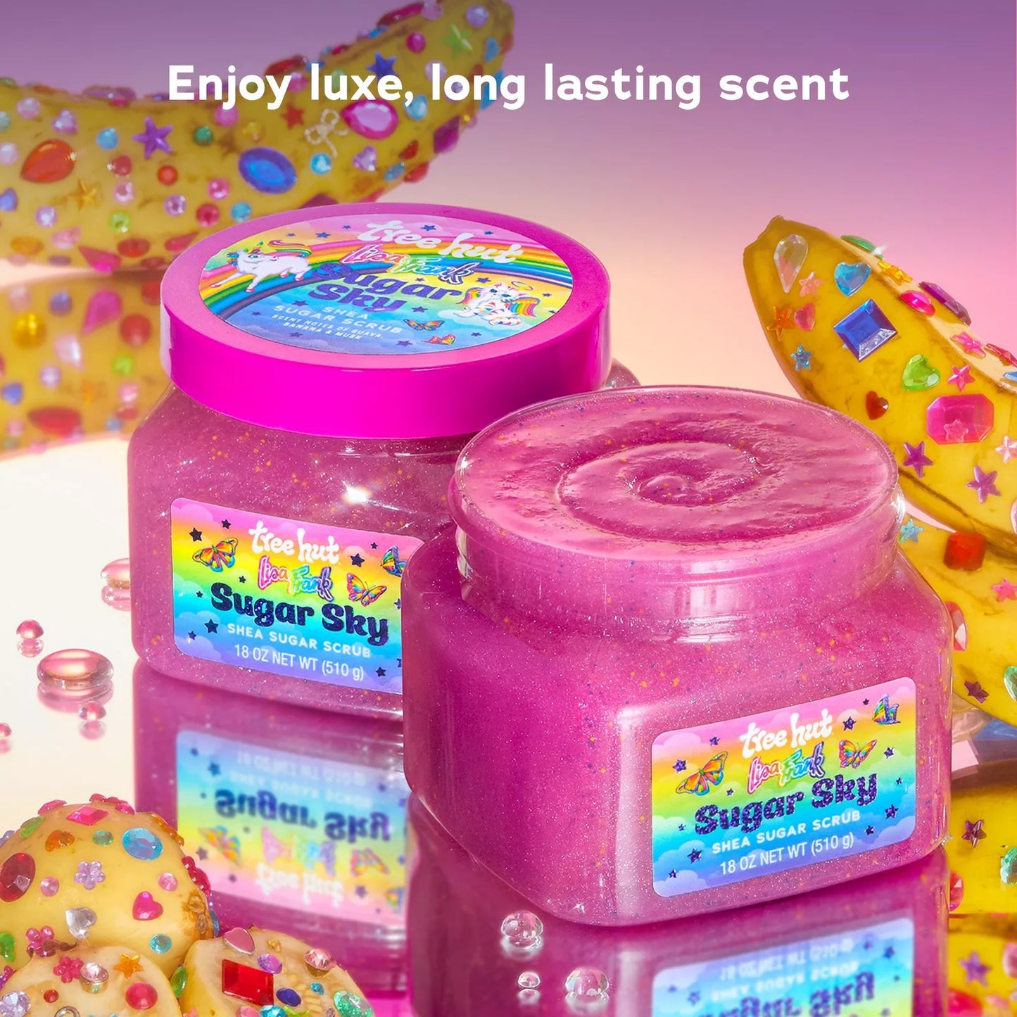 Tree Hut Lisa Frank Body Scrub Sugar sky Guayaba, plátano, Almizcle