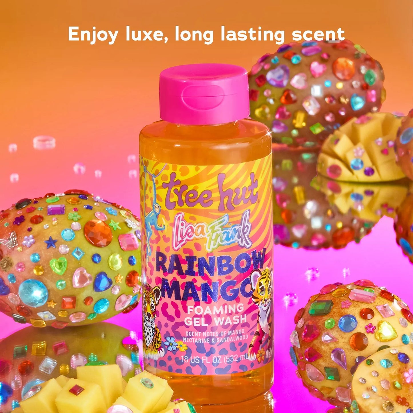 Tree Hut Lisa Frank Body wash Rainbow Mango. Nectarines, Sándalo Y Mango