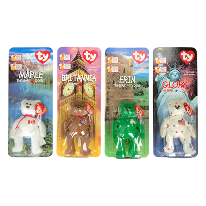 McDonald's Happy Meal Ty Beanie babies international bears año 1999 acetatos amarillento o con ligeros detalles por edad.