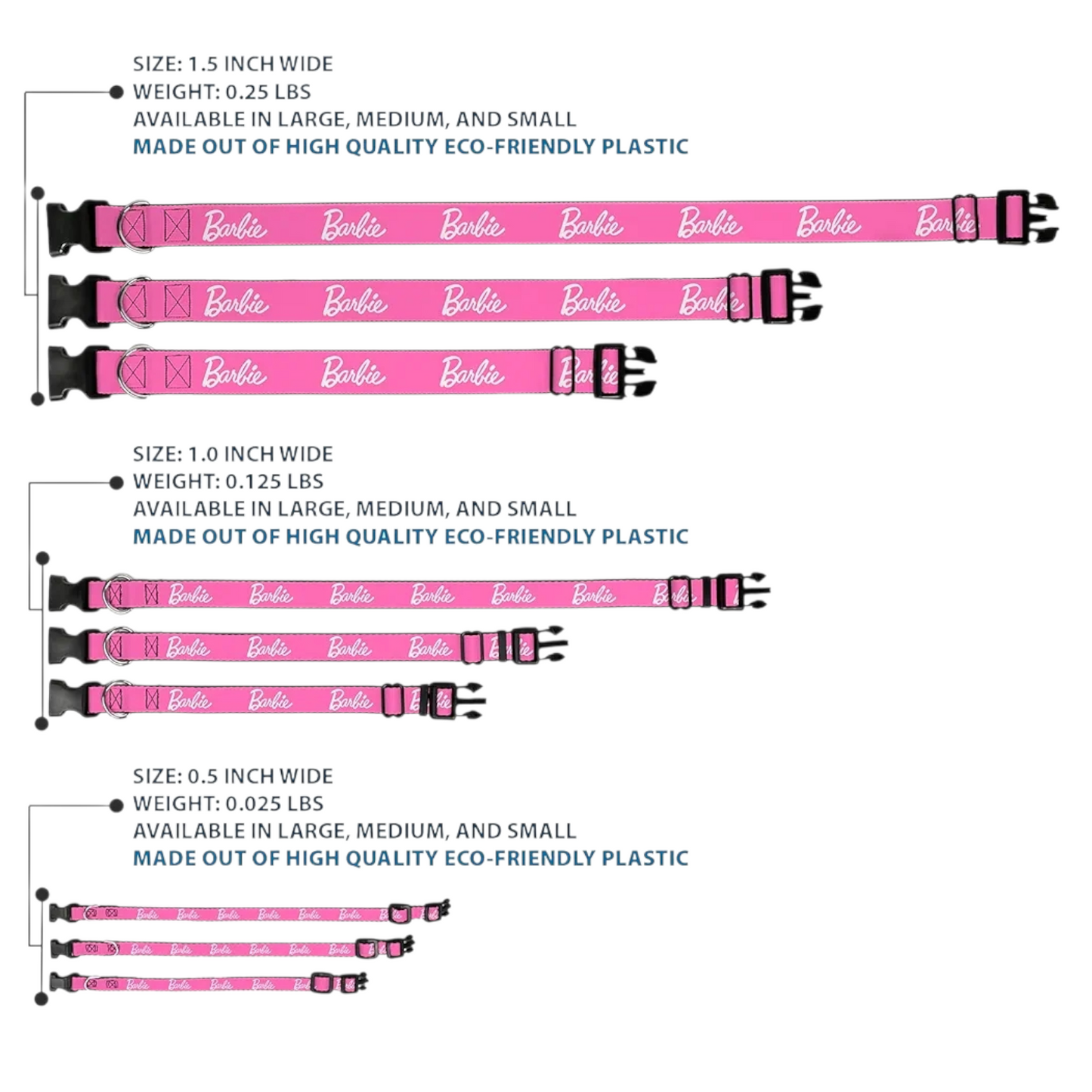 Collar y Correa Para Mascota Barbie Buckle Down Mediano