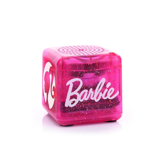 Bitty Boomers Barbie micro bocina Bluetooth con glitter. Foto 2 y 3 para referencia de tamaño.