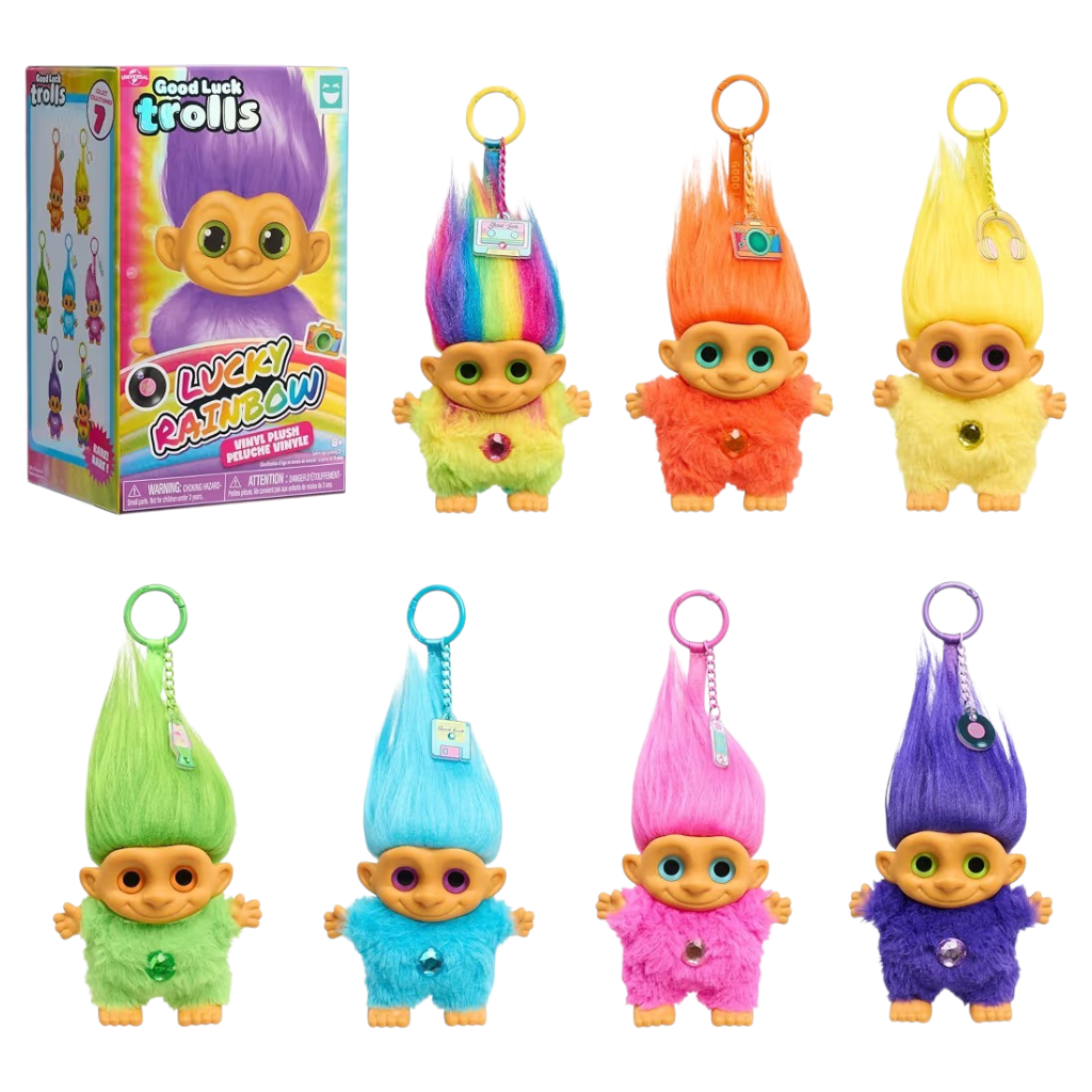 HAPPY HAUL Good Luck Trolls Vinyl Peluche Clip-on Sorpresa Blind Box 13 cms aprox