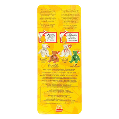 McDonald's Happy Meal Ty Beanie babies international bears año 1999 acetatos amarillento o con ligeros detalles por edad.