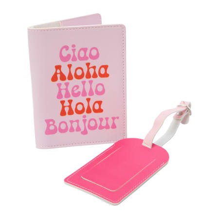 Set de viaje funda para pasaporte y name tag para equipaje