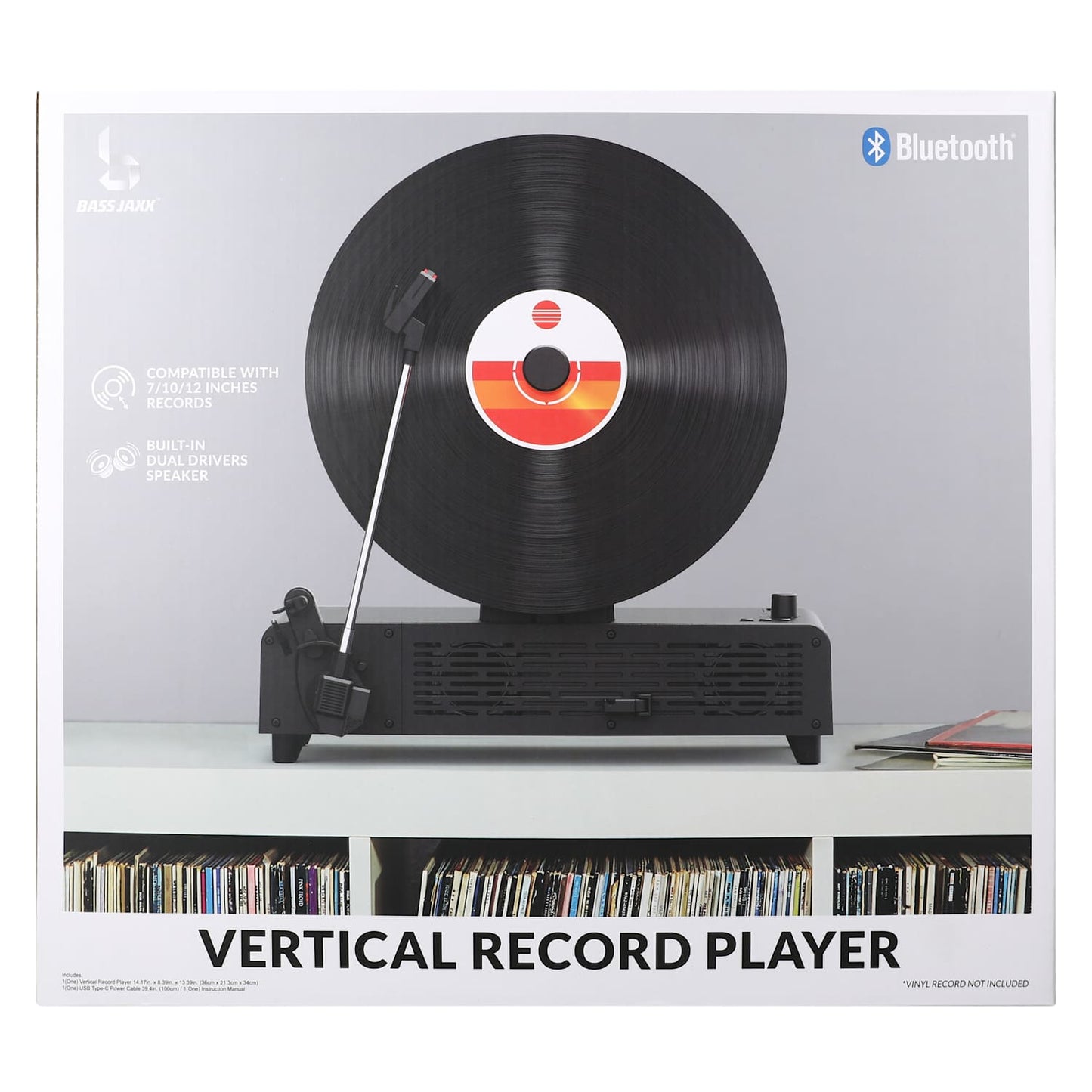 Tornamesa Reproductor vetrical de discos de Acetato Vinyl super retro Bluetooth con FM