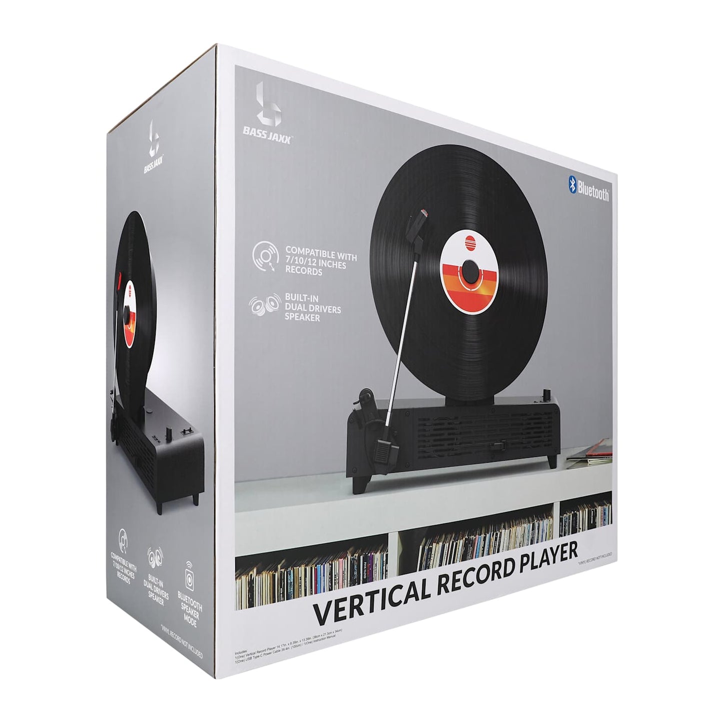 Tornamesa Reproductor vetrical de discos de Acetato Vinyl super retro Bluetooth con FM