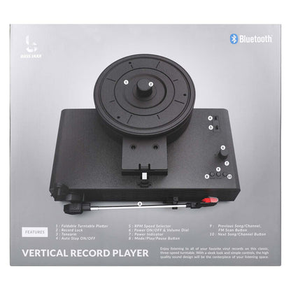 Tornamesa Reproductor vetrical de discos de Acetato Vinyl super retro Bluetooth con FM