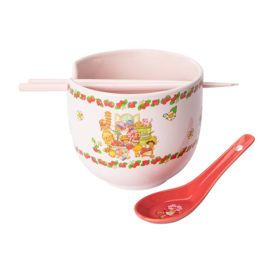Tazón de cerámica con cubiertos asiáticos (ramen Bowl) Rosita Fresita y amigos