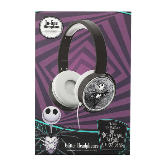 Audífonos alámbricos ajustables con glitter Nightmare Before Christmas