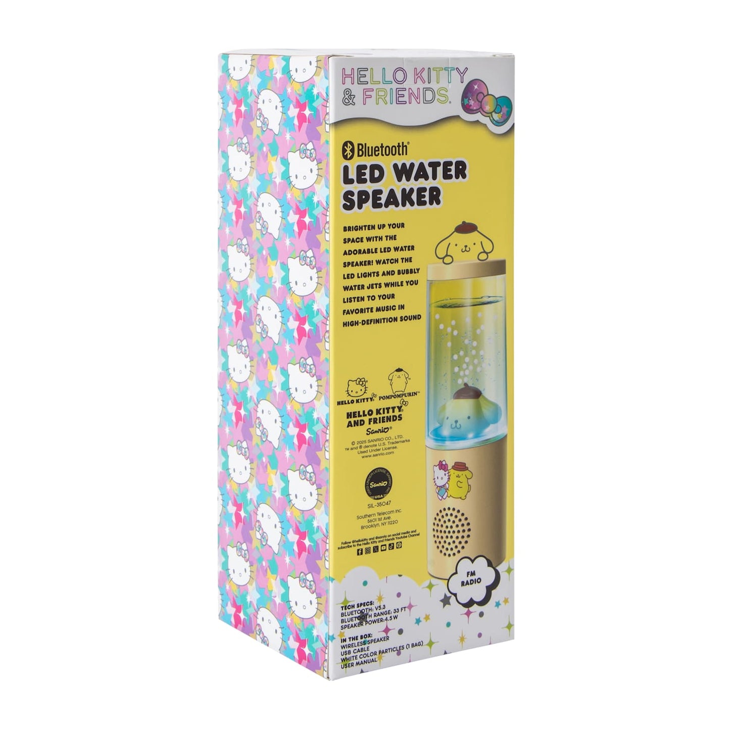 Bocina Bluetooth de agua con luz led ritmica Pompompurin Sanrio